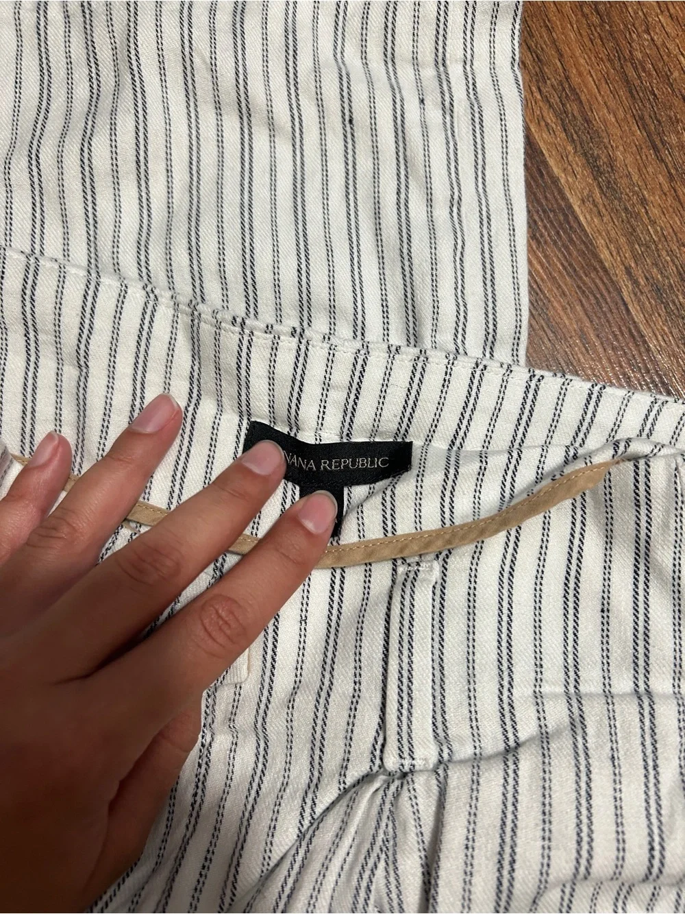Banana Republic White Linen-Blend striped Dress Pants